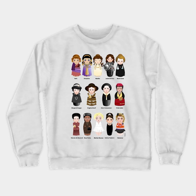 Cute kokeshis Women in the history Crewneck Sweatshirt by Pendientera